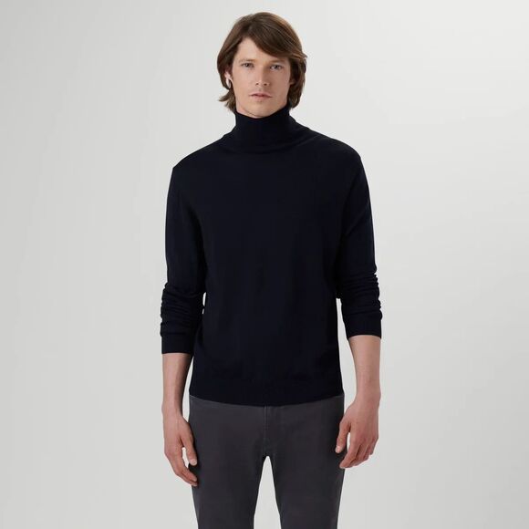 Bugatchi Super Merino Wool Turtleneck Sweater Mens XL Navy Blue Lightweight - Picture 1 of 6
